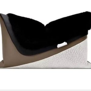 BROWN AND BLACK LEATHER BAG PILLOW
