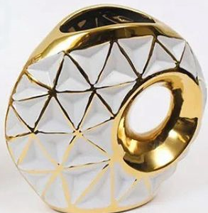 WHITE AND GOLD  WITH HOLE SMALL