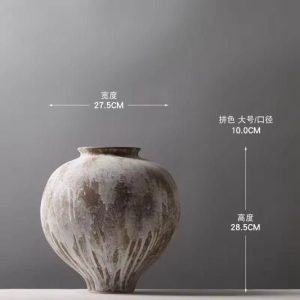 HAND PAINTED BROWN AND WHITE POT DECOR