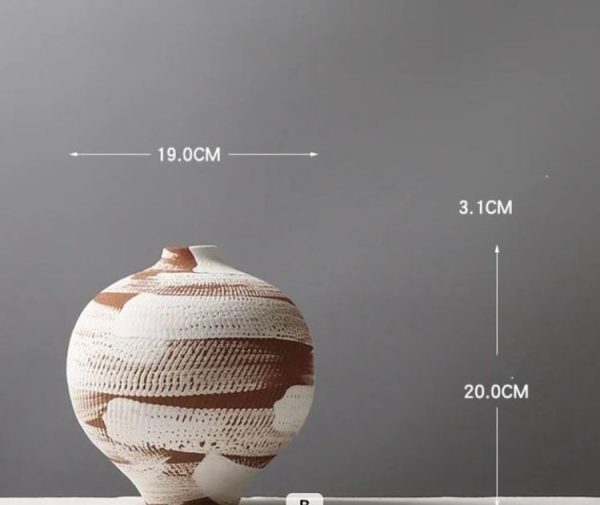 BROWN AND WHITE VASE DESIGN POT