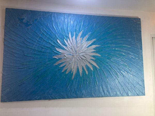 ABSTRACT SILVER AND BLUE