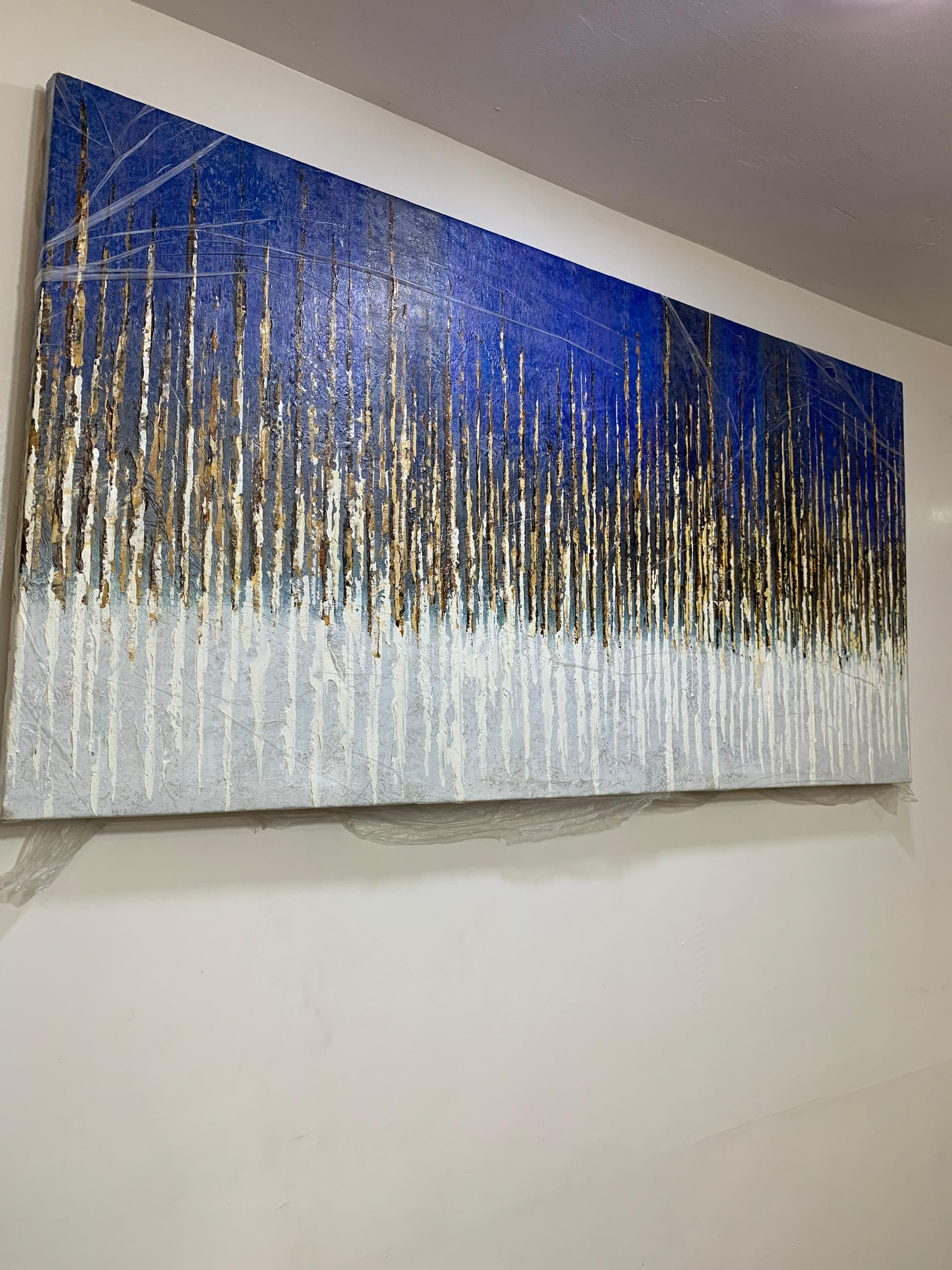 Abstract Blue & Gold Scribble Design